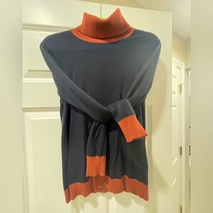 Chic Black and Orange Turtleneck Sweater